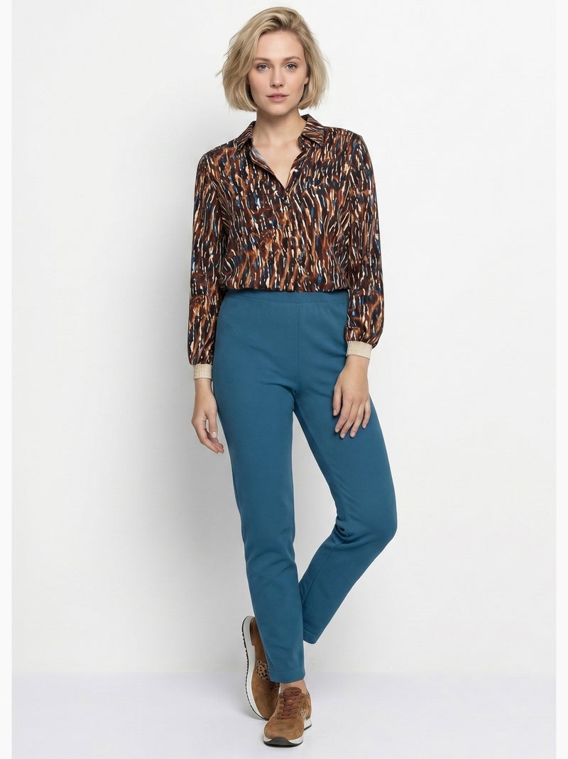 Leggings de punto elástico con cintura elástica - afibel Azul laguna - Kiabi