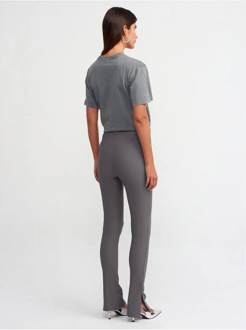 Leggings de tiro alto acampanados con abertura - Kiabi