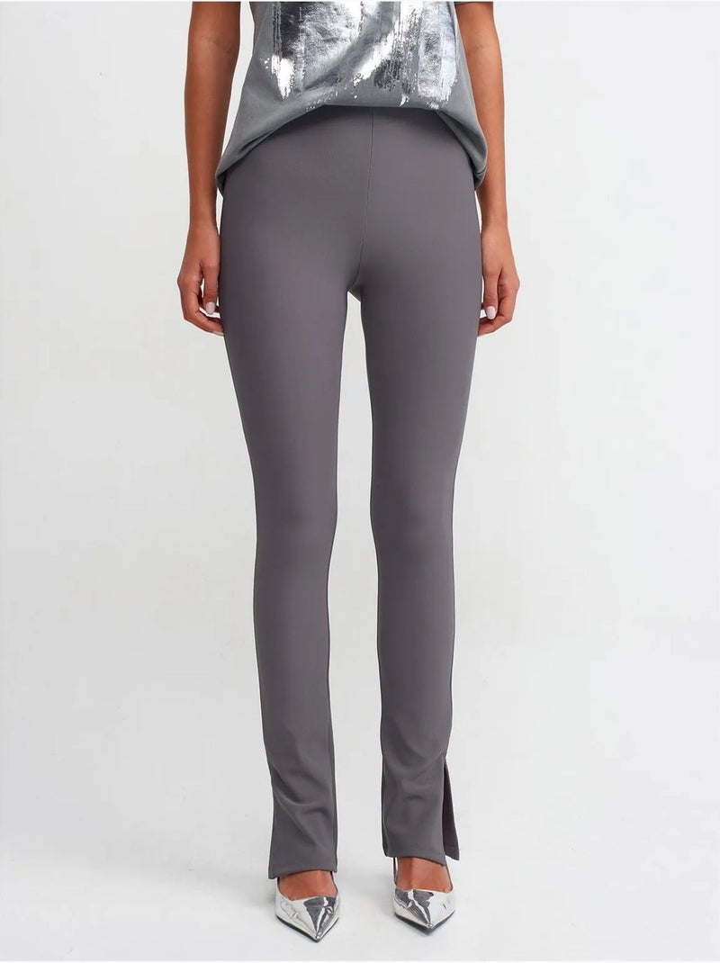 Leggings de tiro alto acampanados con abertura Gris antracita - Kiabi