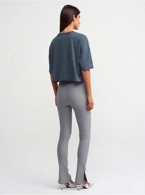 Leggings de tiro alto acampanados con abertura - Kiabi
