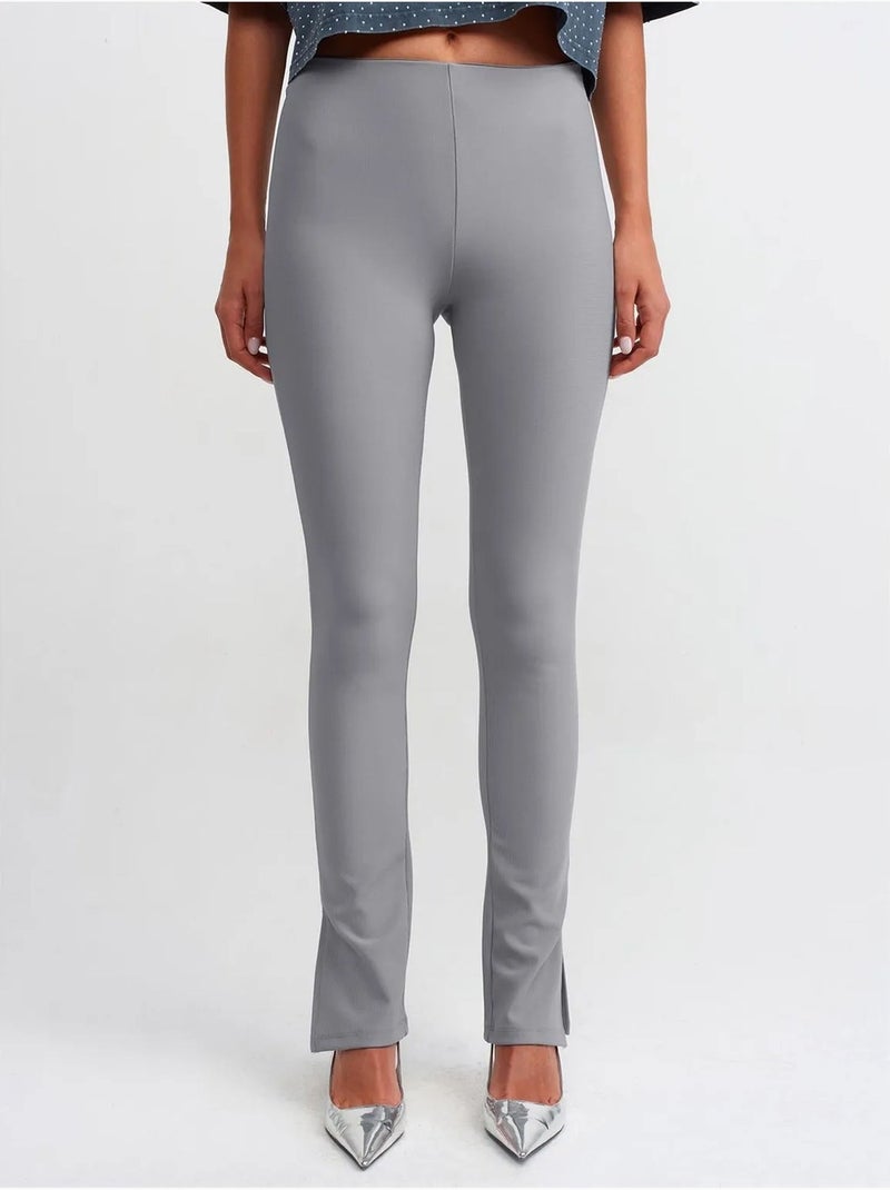 Leggings de tiro alto acampanados con abertura Gris - Kiabi
