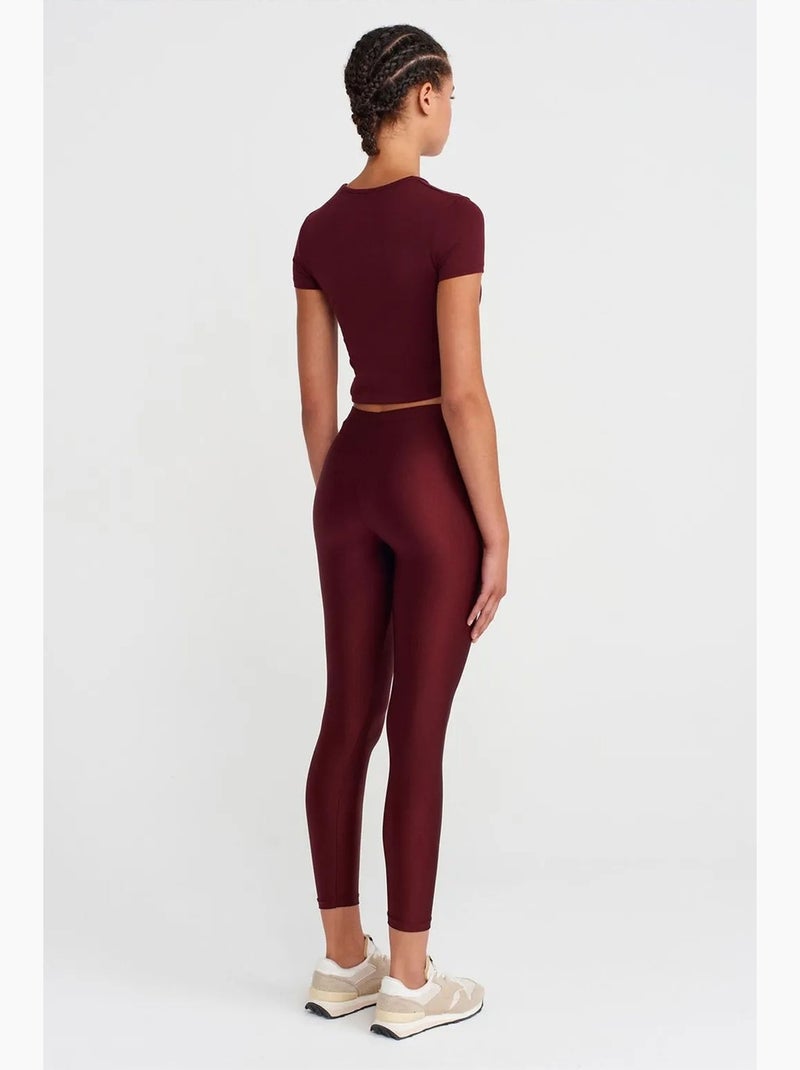 Leggings de tiro alto slim fit dilvin Rojo burdeos - Kiabi