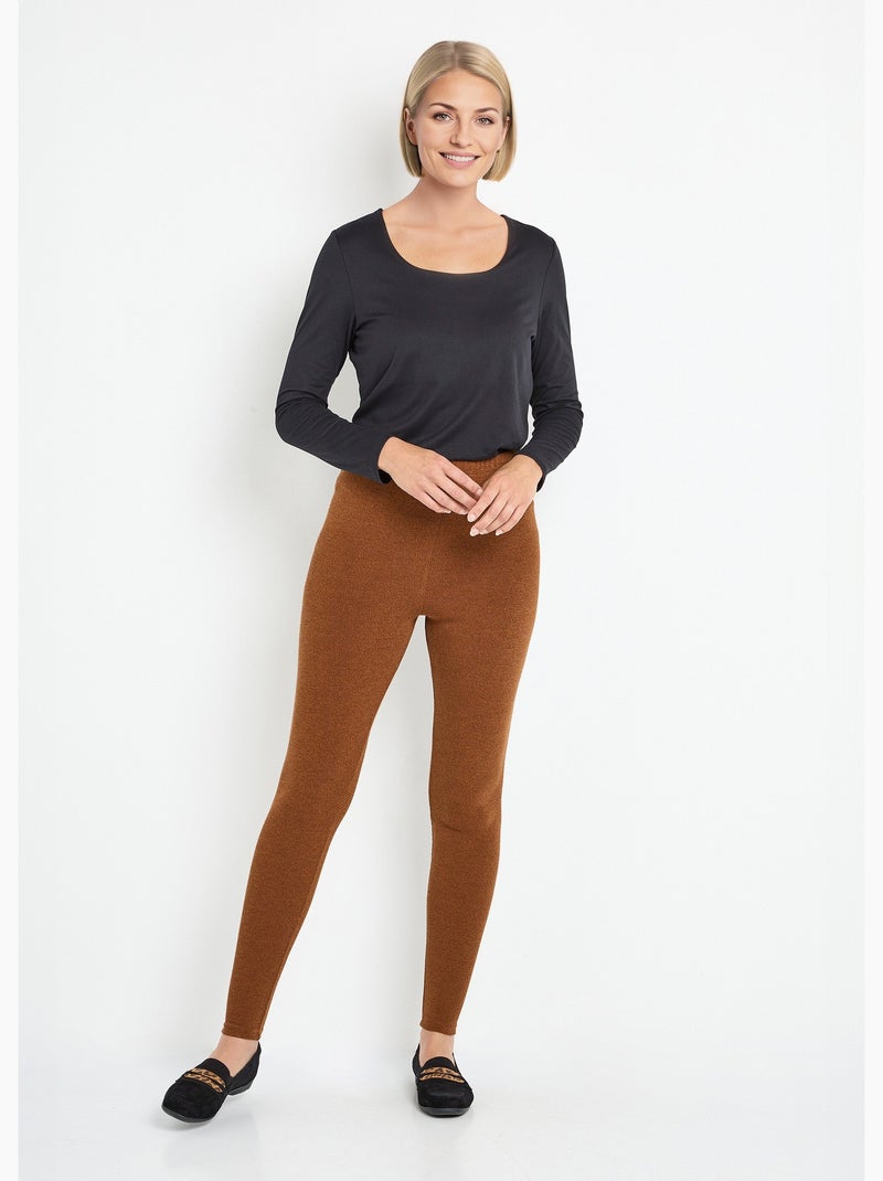 Leggings largos con cinturilla elástica y malla cálida. - Afibel Crudo - Kiabi