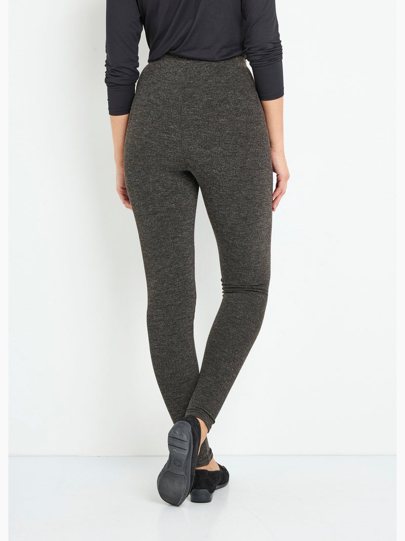 Leggings largos con cinturilla elástica y malla cálida. - Afibel Gris jaspeado - Kiabi