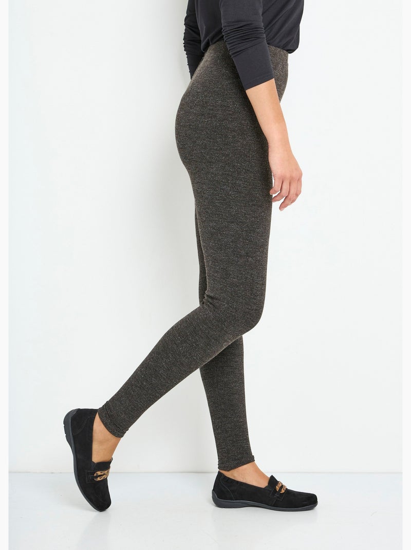 Leggings largos con cinturilla elástica y malla cálida. - Afibel Gris jaspeado - Kiabi