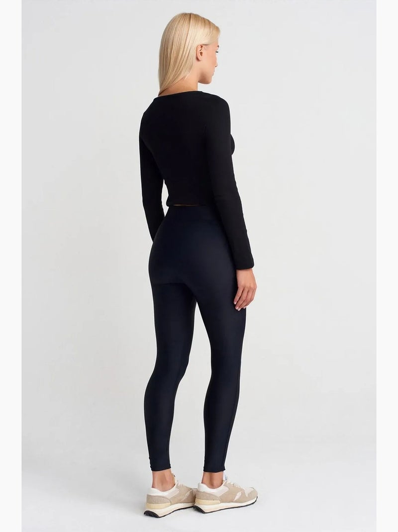 Leggings skinny de cintura alta con detalle de cremallera dilvin Azul marino - Kiabi