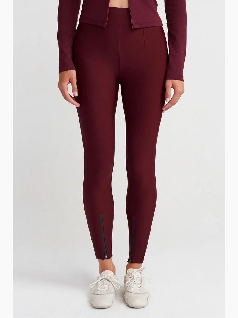 Leggings skinny de cintura alta con detalle de cremallera dilvin Rojo burdeos - Kiabi