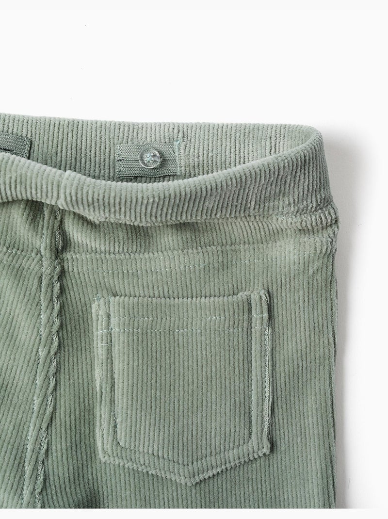 Leggins de campana de pana con cintura elástica Verde - Kiabi