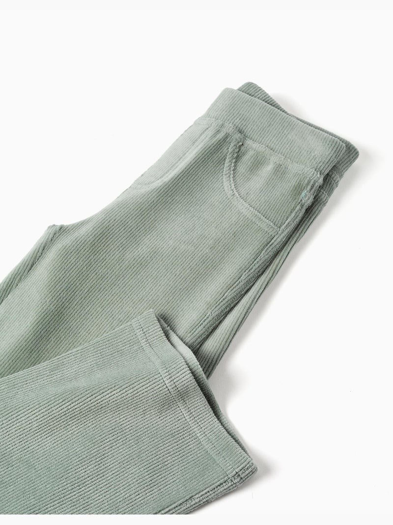 Leggins de campana de pana con cintura elástica Verde - Kiabi