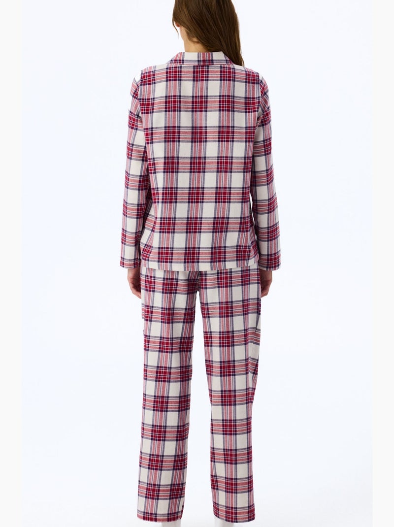 Leila pijama de cuadros con camisa y pantalón de manga larga penti Blanco Rojo Azul - Kiabi