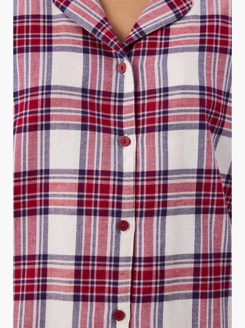 Leila pijama de cuadros con camisa y pantalón de manga larga penti Blanco Rojo Azul - Kiabi