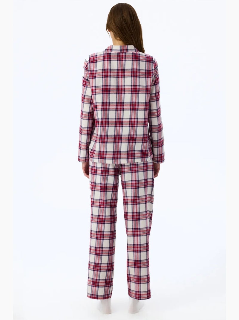 Leila pijama de cuadros con camisa y pantalón de manga larga penti Blanco Rojo Azul - Kiabi