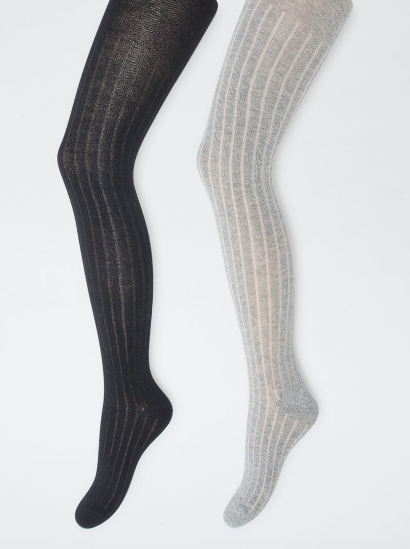 Leotardos cálidos de punto de canalé - Pack de 2 Gris - Kiabi