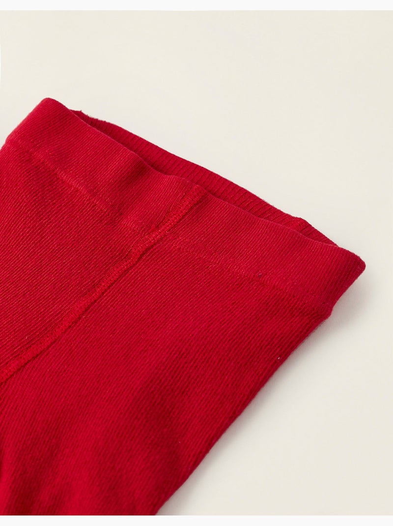 Leotardos de algodón anti-bolitas Rojo oscuro - Kiabi