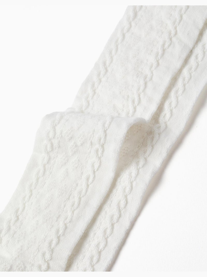 Leotardos de punto con jacquard Blanco - Kiabi