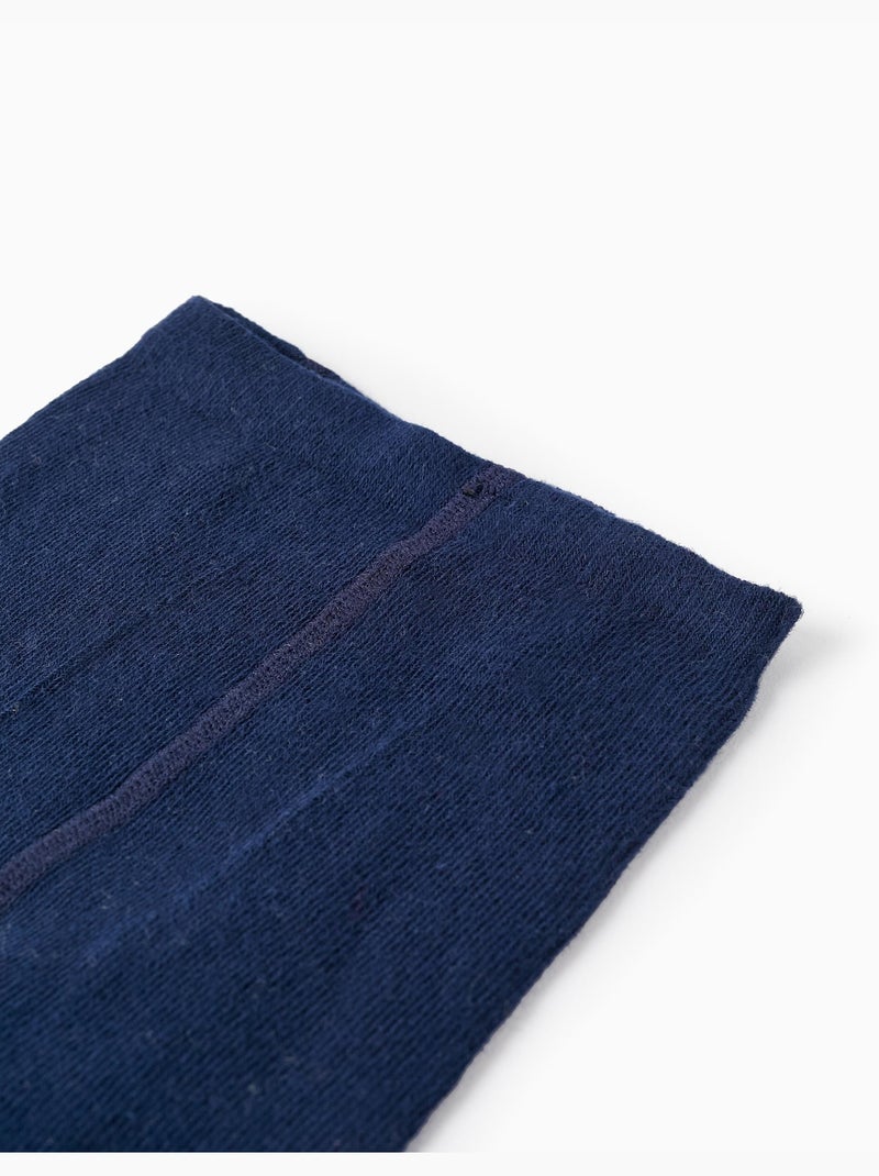Leotardos de punto de algodón con lazo de raso Azul oscuro - Kiabi