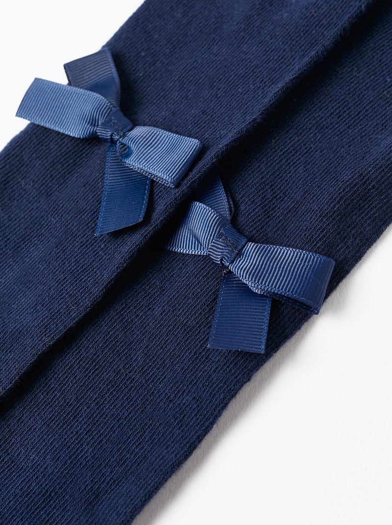 Leotardos de punto de algodón con lazo de raso Azul oscuro - Kiabi