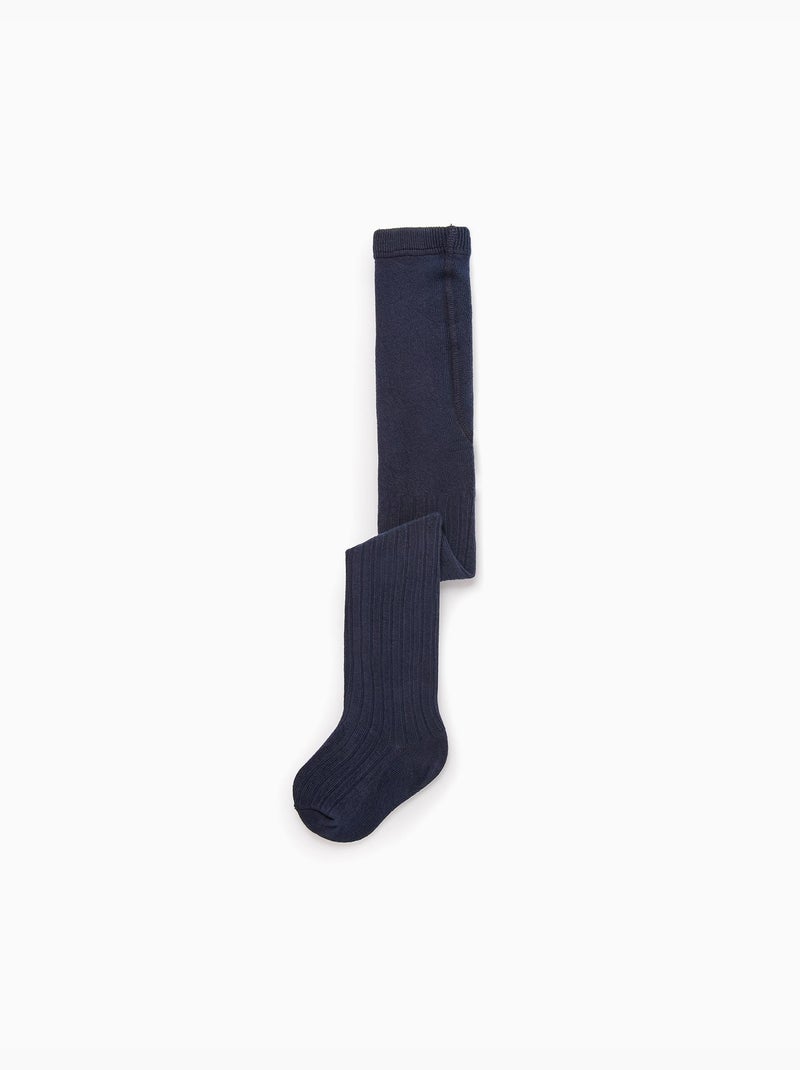 Leotardos de punto de canalé antipilling Azul oscuro - Kiabi