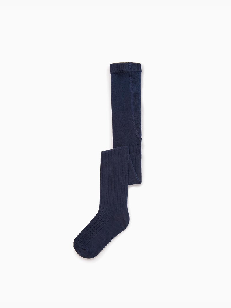 Leotardos de punto de canalé antipilling Azul oscuro - Kiabi