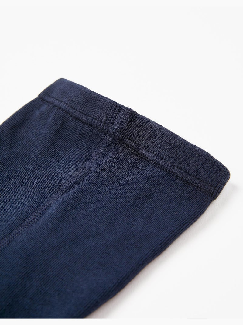 Leotardos de punto de canalé antipilling Azul oscuro - Kiabi