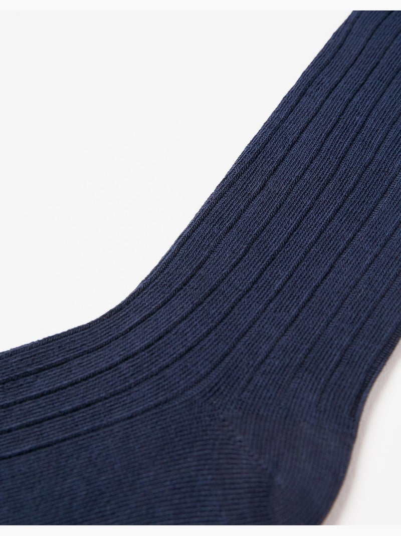 Leotardos de punto de canalé antipilling Azul oscuro - Kiabi