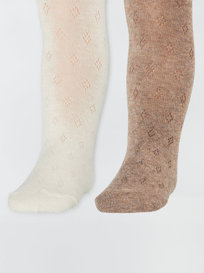 Leotardos de punto trenzado  - Pack de 2 MARRON - Kiabi