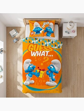 Les Schtroumpfs - juego de sabanas bebé algodón naranja