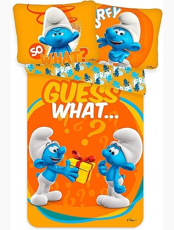 Les Schtroumpfs - juego de sabanas bebé algodón naranja