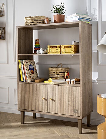 Librería de 2 puertas con detalle de imitación de madera texturizada y patas de - SAUTHON