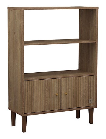 Librería de 2 puertas con detalle de imitación de madera texturizada y patas de - SAUTHON