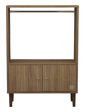 Librería de 2 puertas con detalle de imitación de madera texturizada y patas de - SAUTHON