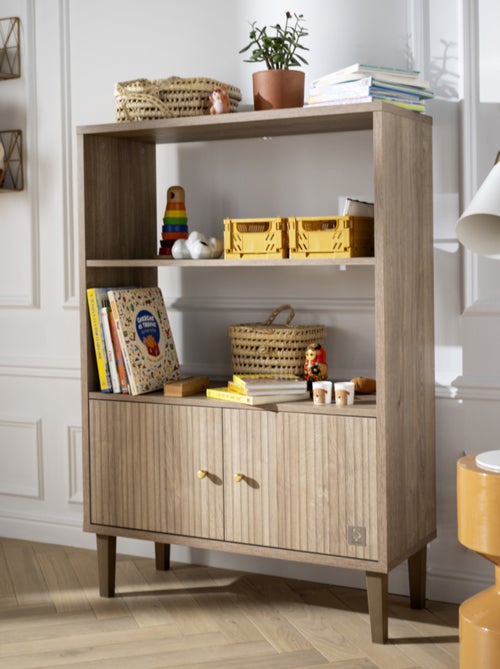 Librería de 2 puertas con detalle de imitación de madera texturizada y patas de - SAUTHON - Kiabi