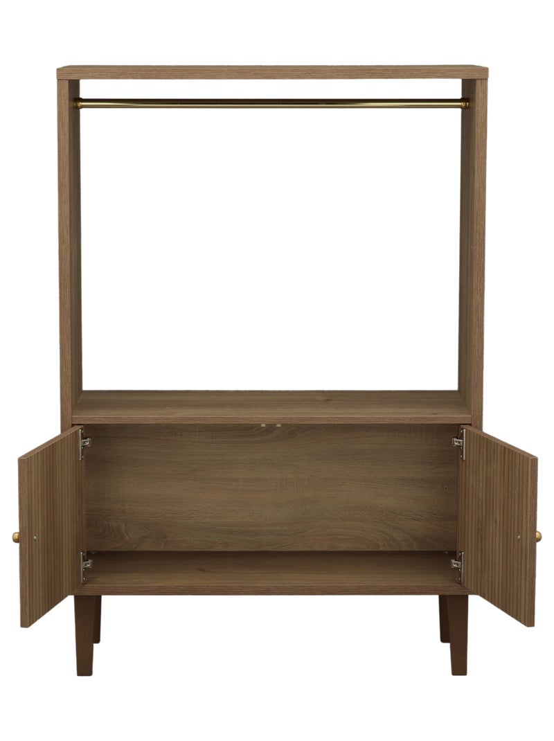 Librería de 2 puertas con detalle de imitación de madera texturizada y patas de - SAUTHON Marrón - Kiabi