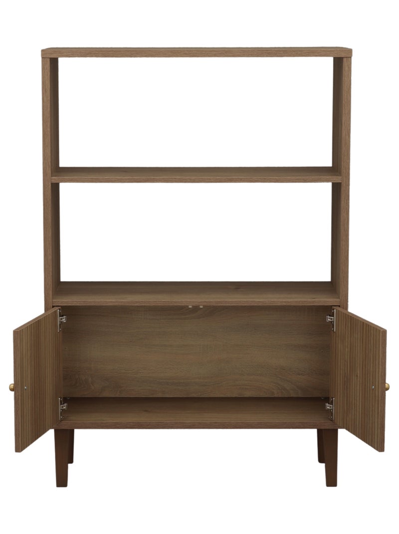 Librería de 2 puertas con detalle de imitación de madera texturizada y patas de - SAUTHON Marrón - Kiabi