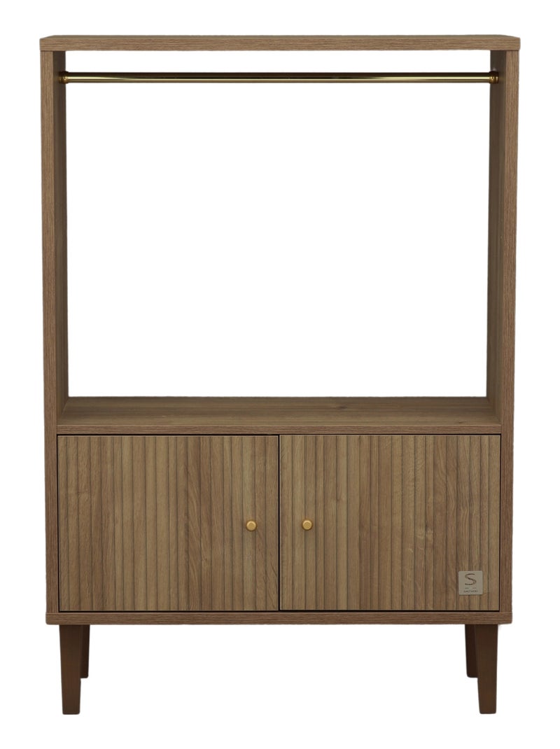 Librería de 2 puertas con detalle de imitación de madera texturizada y patas de - SAUTHON Marrón - Kiabi