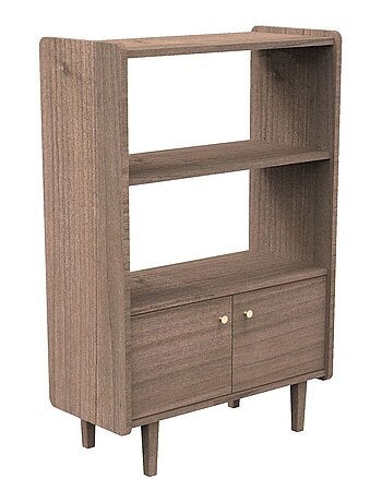 Librería de 2 puertas y 1 armario de madera con pomos - SAUTHON