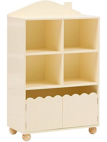 Librería infantil bouli 2 puertas 4 estuches beige 60x30x94,5 cm