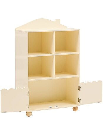 Librería infantil bouli 2 puertas 4 estuches beige 60x30x94,5 cm