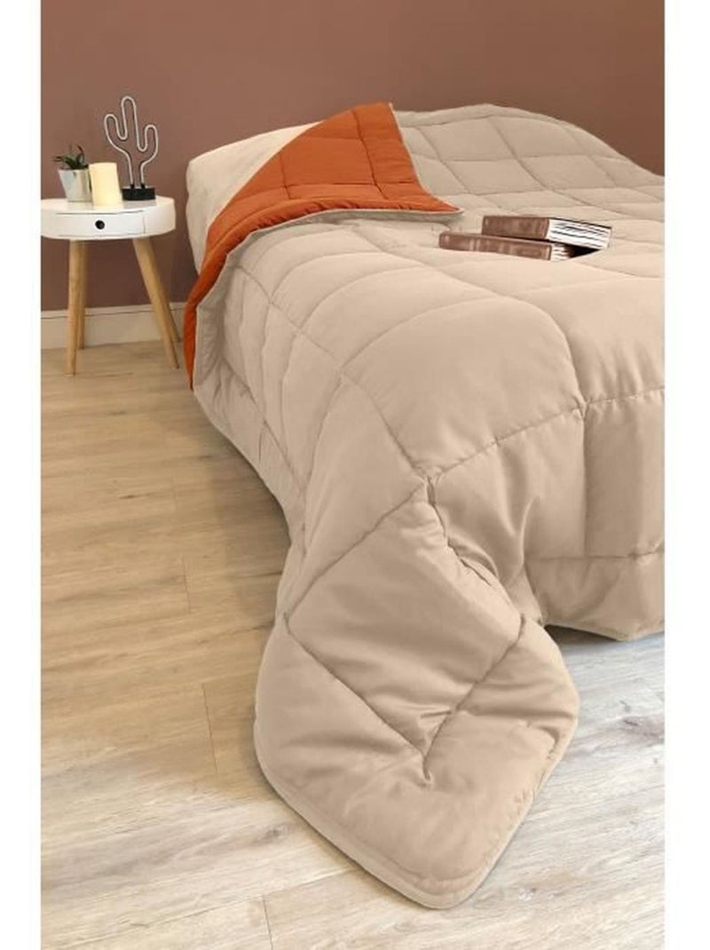Ligero edredón reversible bicolor de microfibra de 200 g/m² Naranja - Kiabi