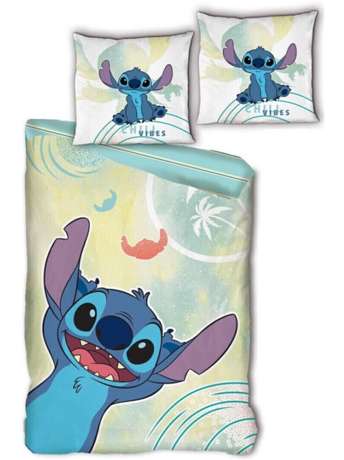 Lilo y Stitch, juego de sabanas infantil estampado reversible 100% algodón, VIBES - Kiabi Lilo y Stitch, juego de sabanas infantil estampado reversible 100% algodón, VIBES - Kiabi