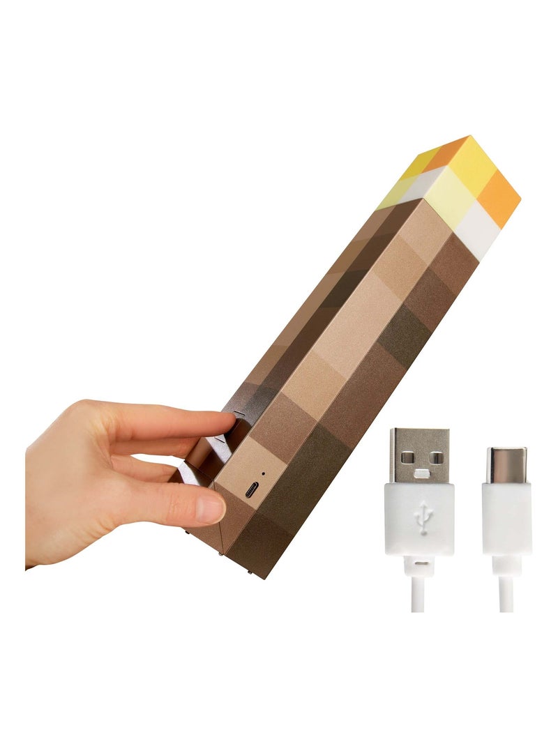 Linterna LED recargable por USB - 4 colores + soporte mural 'Roba' - Minecraft Marrón - Kiabi