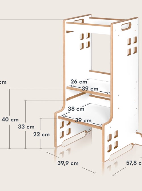 LIONELO Ayudante de Cocina - Torre Evolutiva de Observación y Aprendizaje - Montessori - Estantería - Kiabi