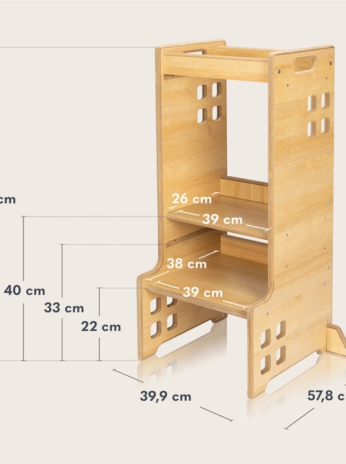 LIONELO Ayudante de Cocina - Torre Evolutiva de Observación y Aprendizaje - Montessori - Estantería - Kiabi