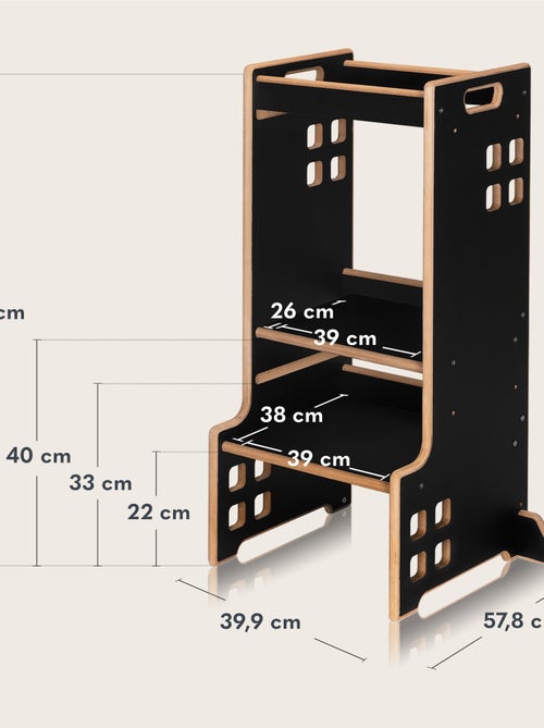 LIONELO Ayudante de Cocina - Torre Evolutiva de Observación y Aprendizaje - Montessori - Estantería - Kiabi