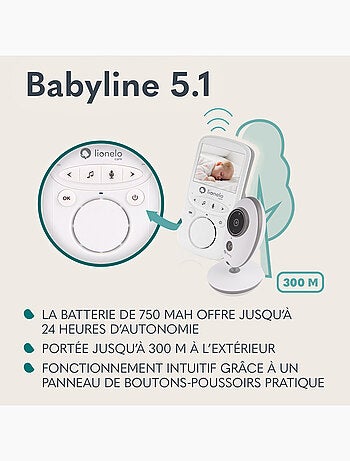 LIONELO Babyline 5.1 - Vigilabebés inalámbrico con vídeo - 2 cámaras - Comunicación bidireccional