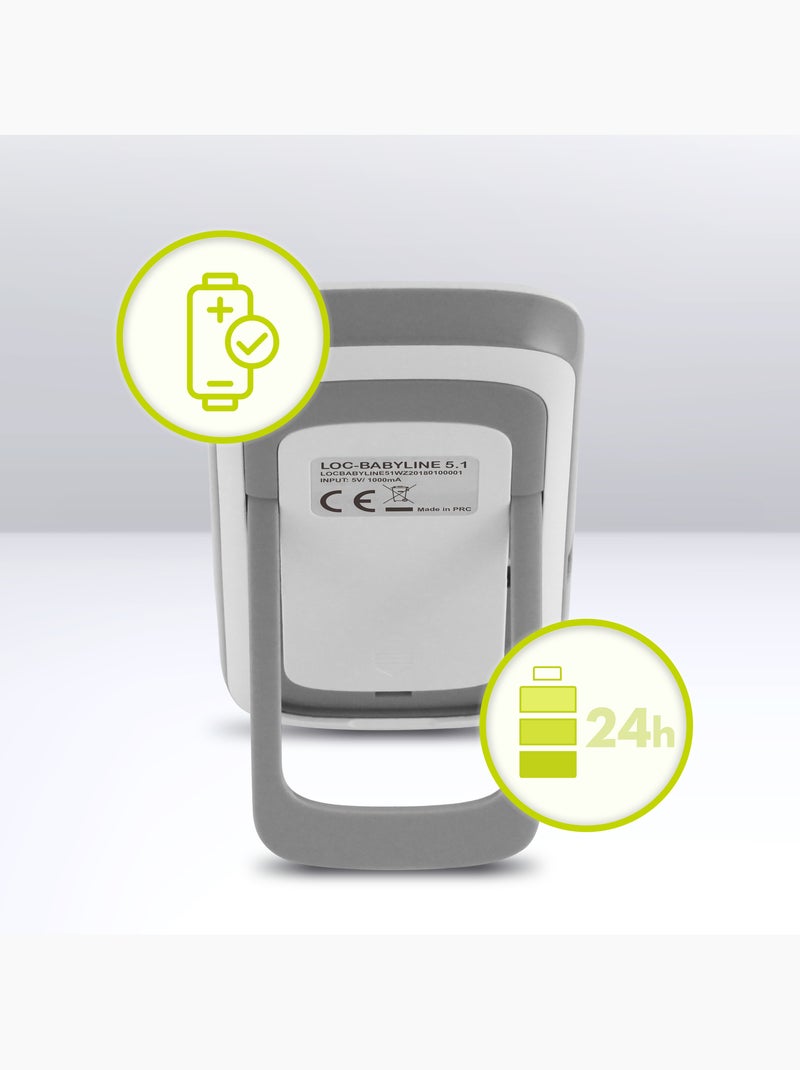 LIONELO Babyline 5.1 - Vigilabebés inalámbrico con vídeo - 2 cámaras - Comunicación bidireccional Blanco Gris - Kiabi