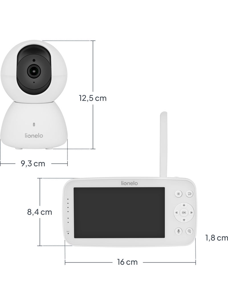 LIONELO Babyline 8.4 videobabyfoon - Monitor - Mobiele app - Bereik 300 m - Huilherkenning Blanco - Kiabi