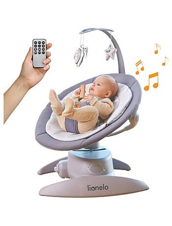 LIONELO Mell - Columpio para bebé 360° - 12 melodías - 6 modos - Control remoto - Bluetooth