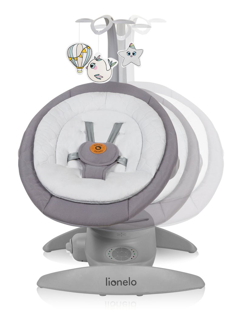 LIONELO Mell - Columpio para bebé 360° - 12 melodías - 6 modos - Control remoto - Bluetooth Gris - Kiabi