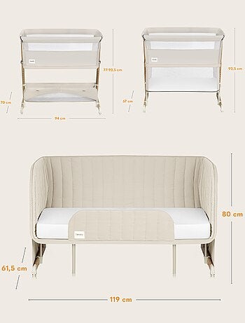 LIONELO Thomi Plus Cama 5 en 1 - Cuna colecho - Moisés - Parque infantil - Sofá cama - Hasta 100 kg